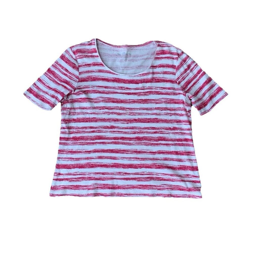 Chico’s Pink And White Stripe Cotton T-shirt Top Women’s Size 2 Medium